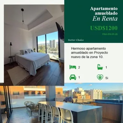 Apartamento Amueblado en Renta en Zona 10, 🇬🇹 Guatemala