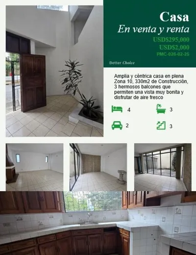 Casa en Alquiler o Venta en Colonia Alcazar zona 10, 🇬🇹 Guatemala