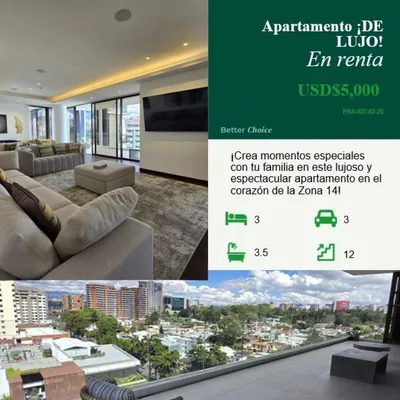 Lujoso Apartamento Amueblado en Tiffany Novena Zona 14, 🇬🇹 Guatemala
