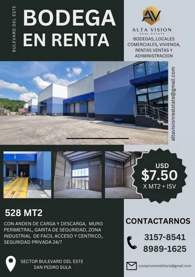 SE RENTA BODEGA CENTRICA EN SPS, 🇭🇳 Honduras