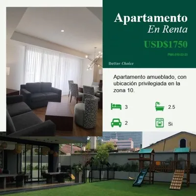 En renta apartamento en la Zona 10 AMUEBLADO, 🇬🇹 Guatemala